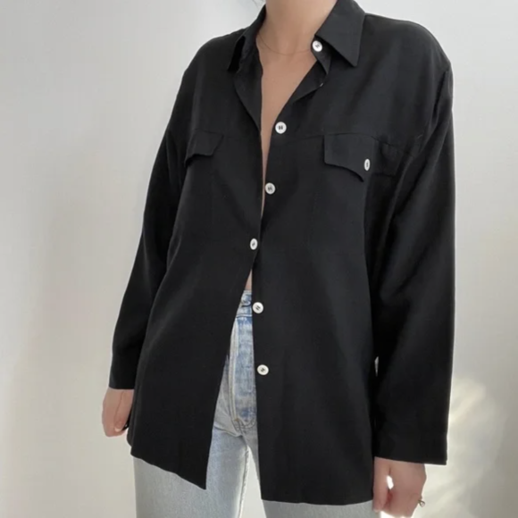 Black Oversized Button Down Shirts
